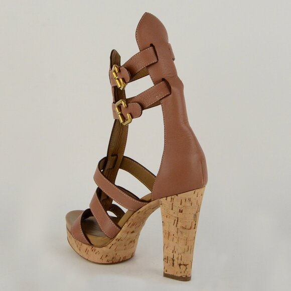 CHLOE SHOES STRAPPY LEATHER PADDINGTON SANDALS GLADIATOR CORK sz 40 9.5 - Picture 9 of 12